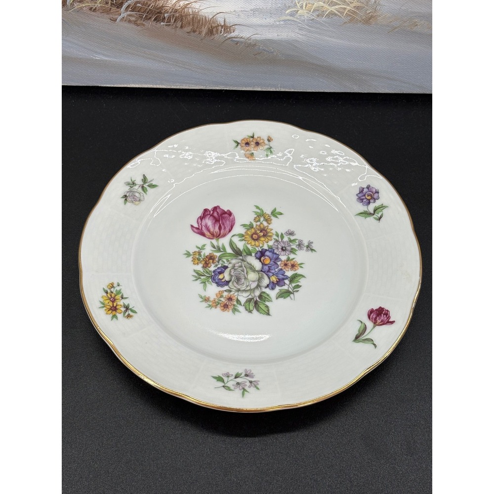 Europa Porcelain Bouquet Plate Czechoslovakia Scalloped Cottagecorem 6.75 in